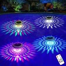 LENONE Floating Pool Lights w/Remote, 6.5 Inch RGB Color Changing Solar Pool ...