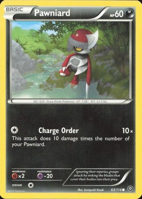 Pokemon Pawniard 63/114 Common Steam Siege Near Mint 63/114
