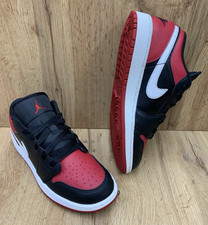 Nike Air Jordan 1 Low GS Bred Toe Black Red White Youth 6.5Y 553560-066