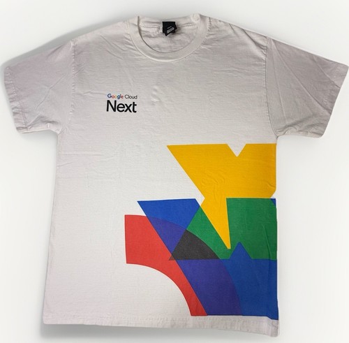 Google Cloud Android Next Colorful white Tee shirt Beefy Hanes Multicolor