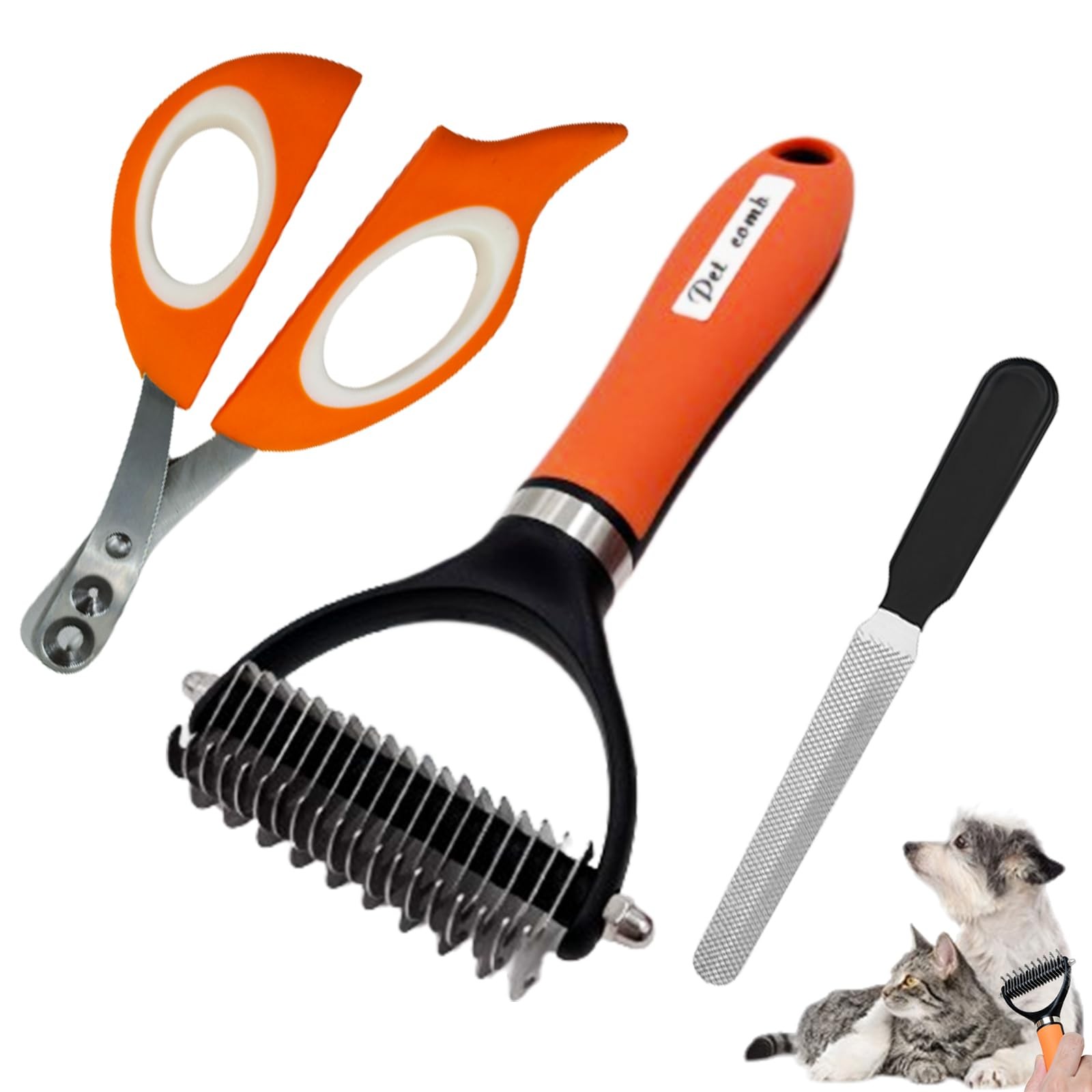 Duuclume Set di 3 pettini per la toelettatura di cani e gatti per cani e ga