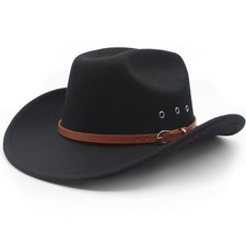 Cowboy Hat for Women and Men Felt Wide Brim Classic Outdoor Fedora Hats Weste...