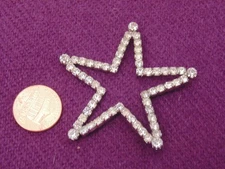 Vtg Rhinestone Star Figural Brooch Pin Lone Celestial Star Silver Tone Prong set