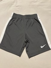 Nike Boys Dri-FIT Athletic Shorts Gray/White Solid Knit Size 6 Elastic Waist