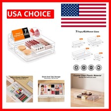 Elegant 7-Piece Drawer Organizer Set with Non-Slip Silicone Pads for All Rooms