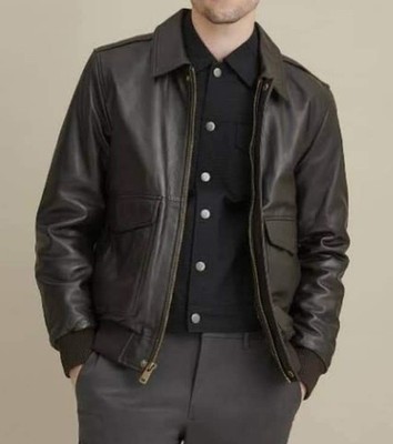 Cafe Racer Men's Genuine Sheep Skin Soft Leather Motorcycle Biker Black Jacket.