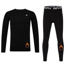 Youth Boys Fleece Lined Compression Shirts  Pants Girls Thermal Underwear Se...