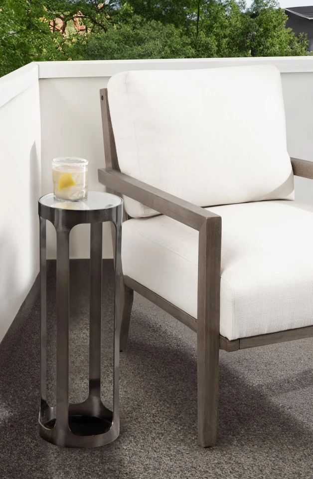 Mesa de Beber Exterior Dahl Moderna Redonda con Tapa de Vidrio 8 x 8 x 23 Vidrio Transparente y Gr... Foto 3 de 4