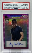 AJ Smith-Shawver Rookie Auto PSA 10/9 - 2021 Pro Set Metal ‘Pink’ /20 -Braves