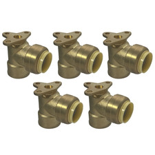 5 Pack XFITTING 3/4" Push Fit x 3/4" Female NPT Drop Ear Elbow, Lead Free Brass