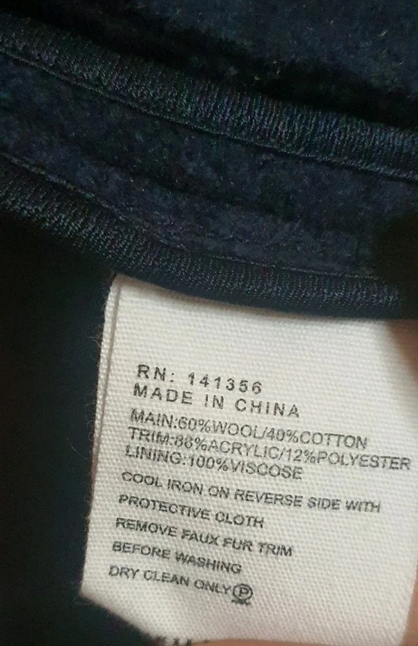 Blue Illusion Wool Blend Sleeveless Vest With Detachable Faux Fur Size Small - image 4 of 4