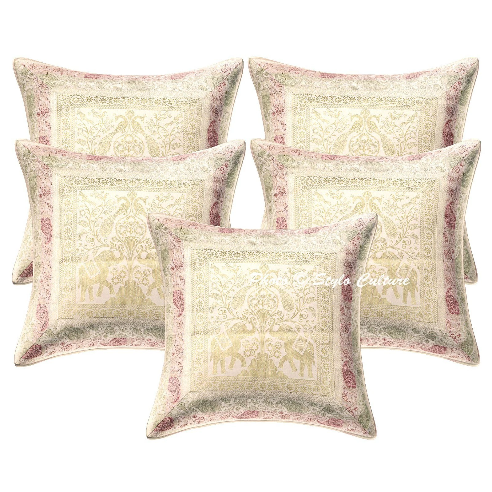 Bohemian Throw Pillow Covers 16x16 Brocade Elephant Home Decor Cushion Cover