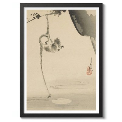 Monkey Reaching for the Moon by Ogata Gekko Japanese Sumi-E Wall Art