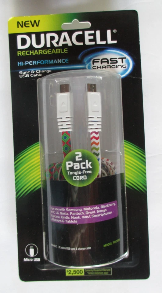 Lot of 4 (2 Pack) Duracell Tangle Free Sync-&-Charge USB Cables PRO895 - Image 3 of 4