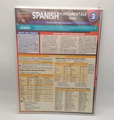 Spanish Study Guides Set Fundamentals Vocabulary Grammar Verbs Laminat grade 4-7