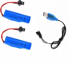 2 Pack 3.7V 600Mah Li-Ion Rechargeable Battery with USB Charger Cable for Double