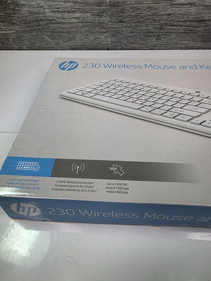 HP 230 Wireless Mouse and Keyboard Combo 1600 DPI QWERTY UK Layout 2.4GHz White - Image 4 of 4