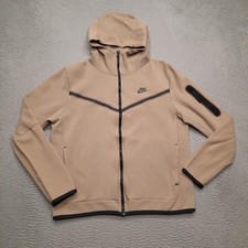 Nike Tech Fleece Full Zip Hoodie Jacket Size Large Khaki Beige Black CU4489-247