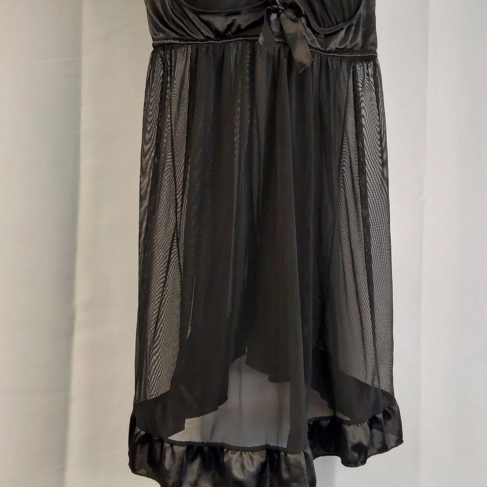 Lencería babydoll negra transparente con aros para mujer camisón XL/2XL gótico nocturno Foto 3 de 4