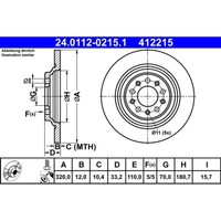 Bremsscheibe ATE 24.0112-0215.1 (2 Stk.) FüR Jeep Cherokee