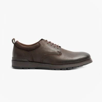 Hush Puppies Dylan Herren Leder Schnürschuhe Atmungsaktiv Freizeit Dunkelbraun Derby Schuhe