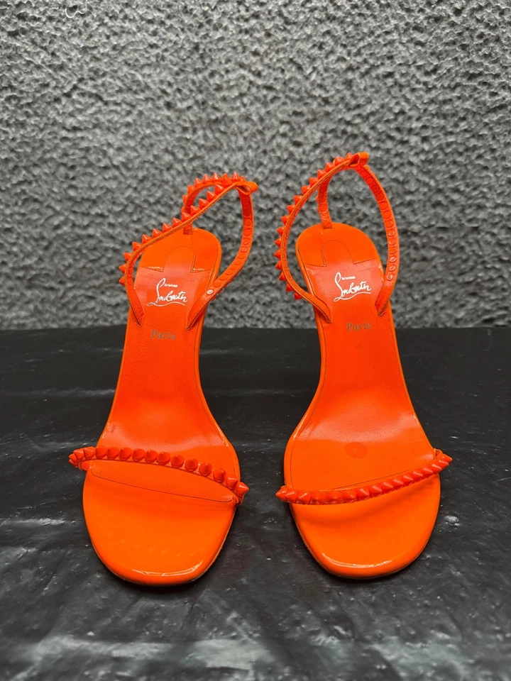 Sandalia Christian Louboutin So Me 100 charol con tiras naranja para mujer talla 38 Foto 2 de 4