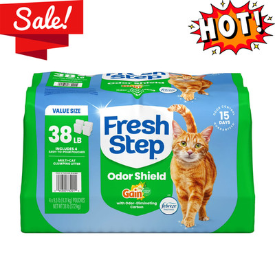 4 Pack Fresh Step Odor Shield Multi Cat Clumping Litter Gain Original 38 lb Tota