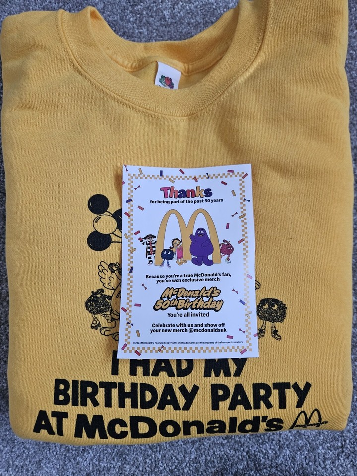 Mcdonalds 50th Birthday I Had My Birthday Party At Mcdonalds Jumper