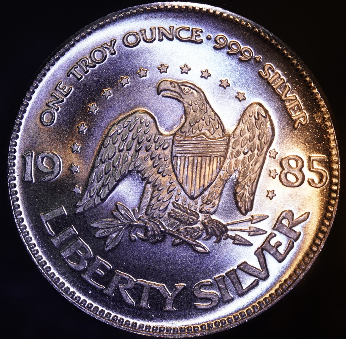 ONE 1985 A-Mark Mint Liberty Bell Eagle 1oz 999 FINE Silver BU bar