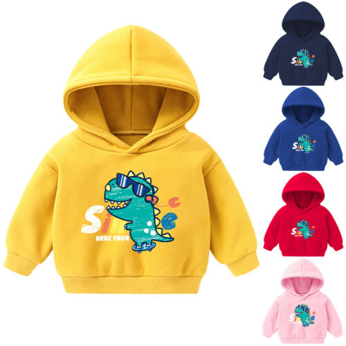 Toddler Infant Baby Girls Boys Cartoon Dinosaur Hoodie Sweatshirt Pullover Tops/ - Zdjęcie 1 z 27