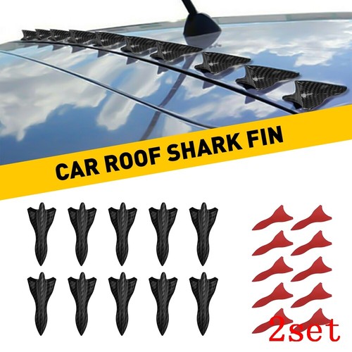 20Pc Shark Fin Diffuser Vortex Generator Carbon Fiber Car Roof Spoiler ...