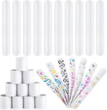 64 Pcs White Blank Slap Bracelets DIY Wristbands Party Favors for Kids Crafts