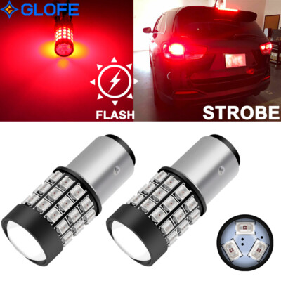 2X 1157 LED Strobe Flash Brake Stop Bulbs Tail Blinking Lights Safety Warning