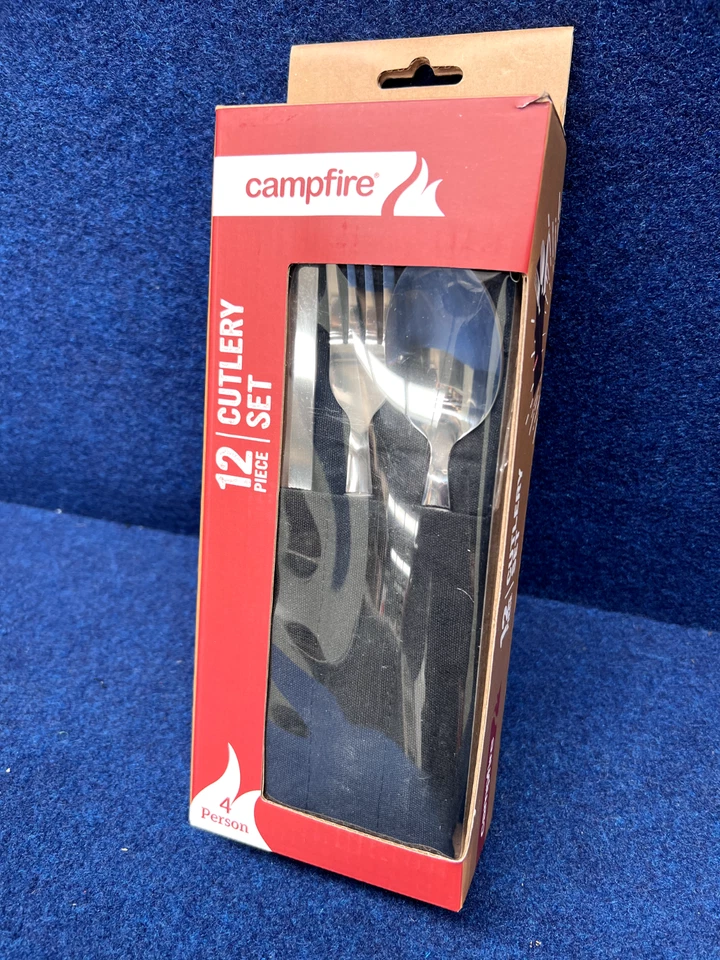 Juego de cubiertos Campfire 12 piezas TOTALMENTE NUEVO x4 tenedor, x4 cuchara, x4 cuchillo con bolsa de transporte Foto 4 de 4