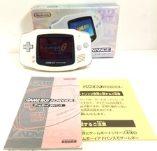 Nintendo Gameboy Advance White Color Game Console AGB-001 Tested Work W/Box