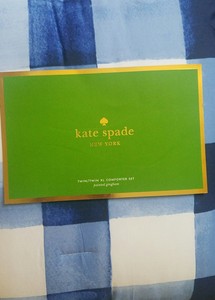 New Kate Spade Painted Gingham Blue White Twin Comforter Sham
