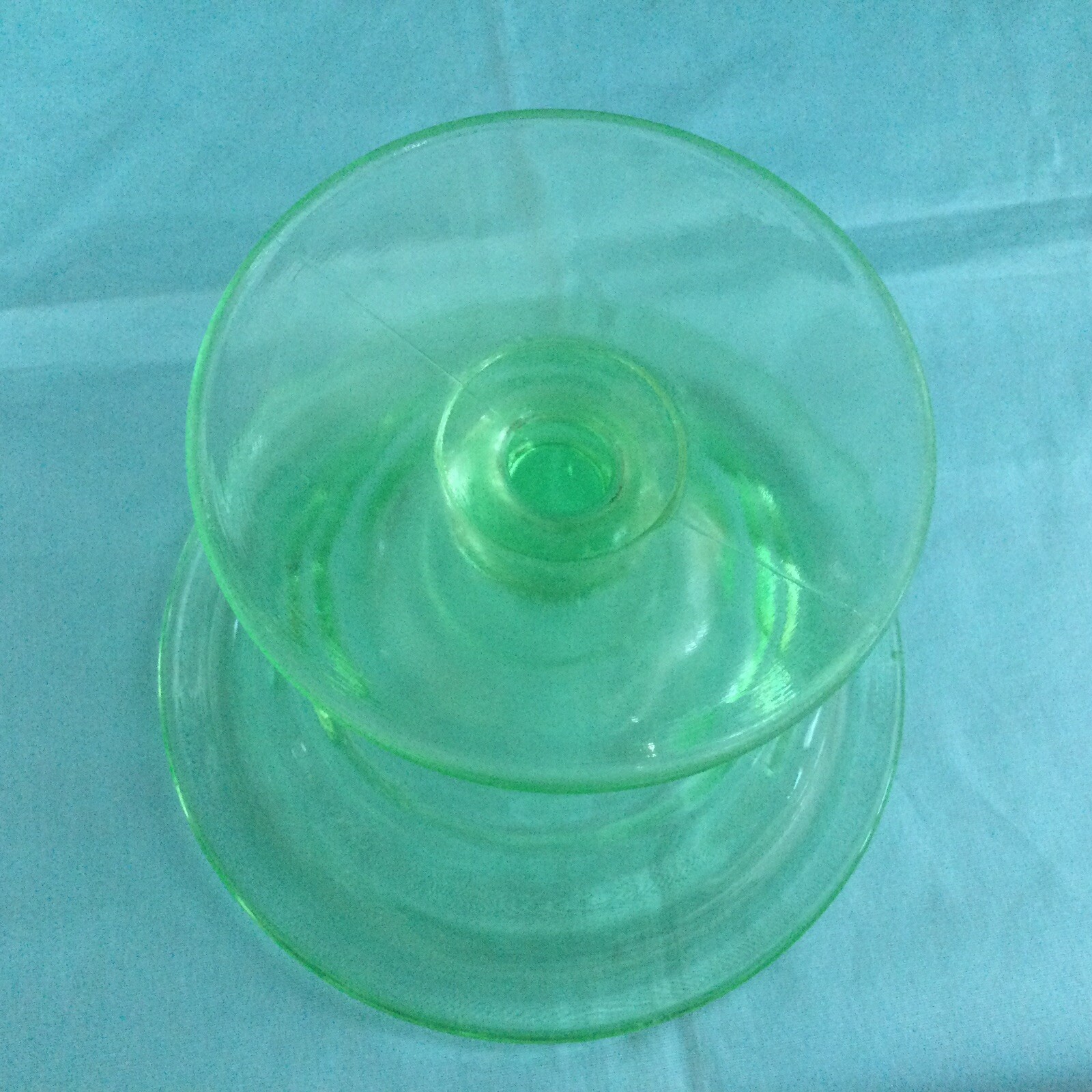 Vintage Green Vaseline Glass Compote eBay