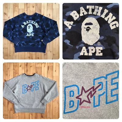 BAPE Reversible long sleeve sweat shirts blue camo x gray A Bathing Ape  Size S | eBay