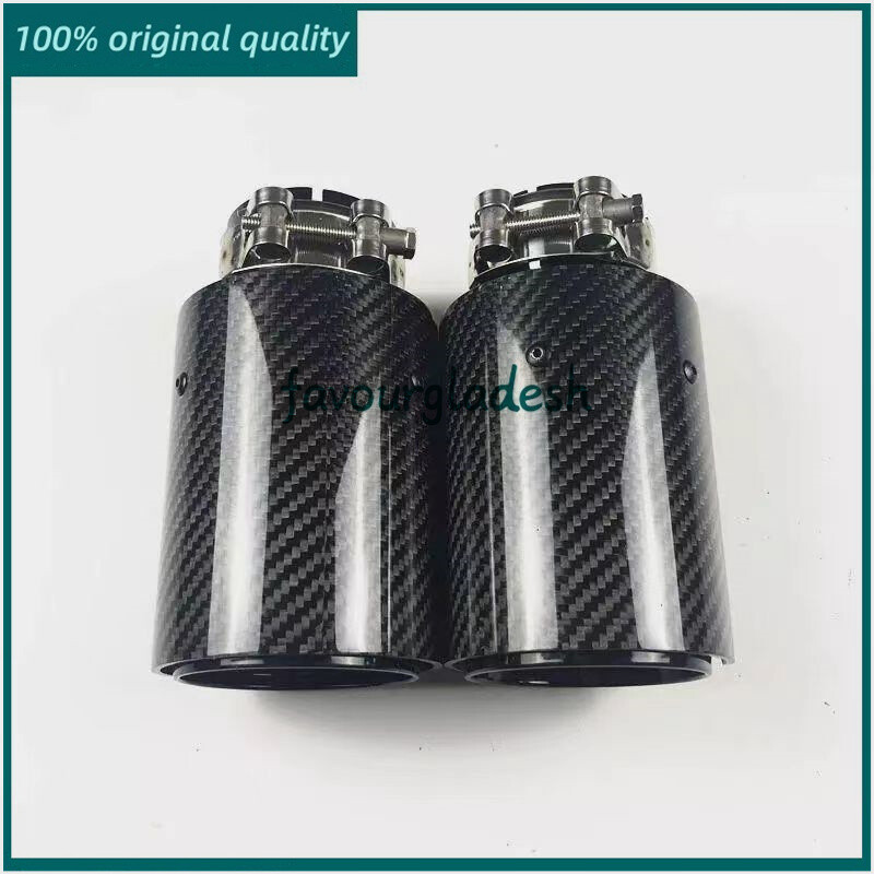 1PCS 2.5''Inlet Glossy Black Carbon Fiber Exhaust Tip For M - Foto 3