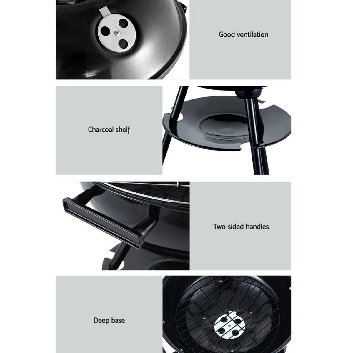 Grillz BBQ Grill Charcoal Smoker Thick Metal Body Charcoal Shelf Steel New AU