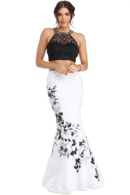 Kiara Ivory Floral Lace Two Piece Gown size 11