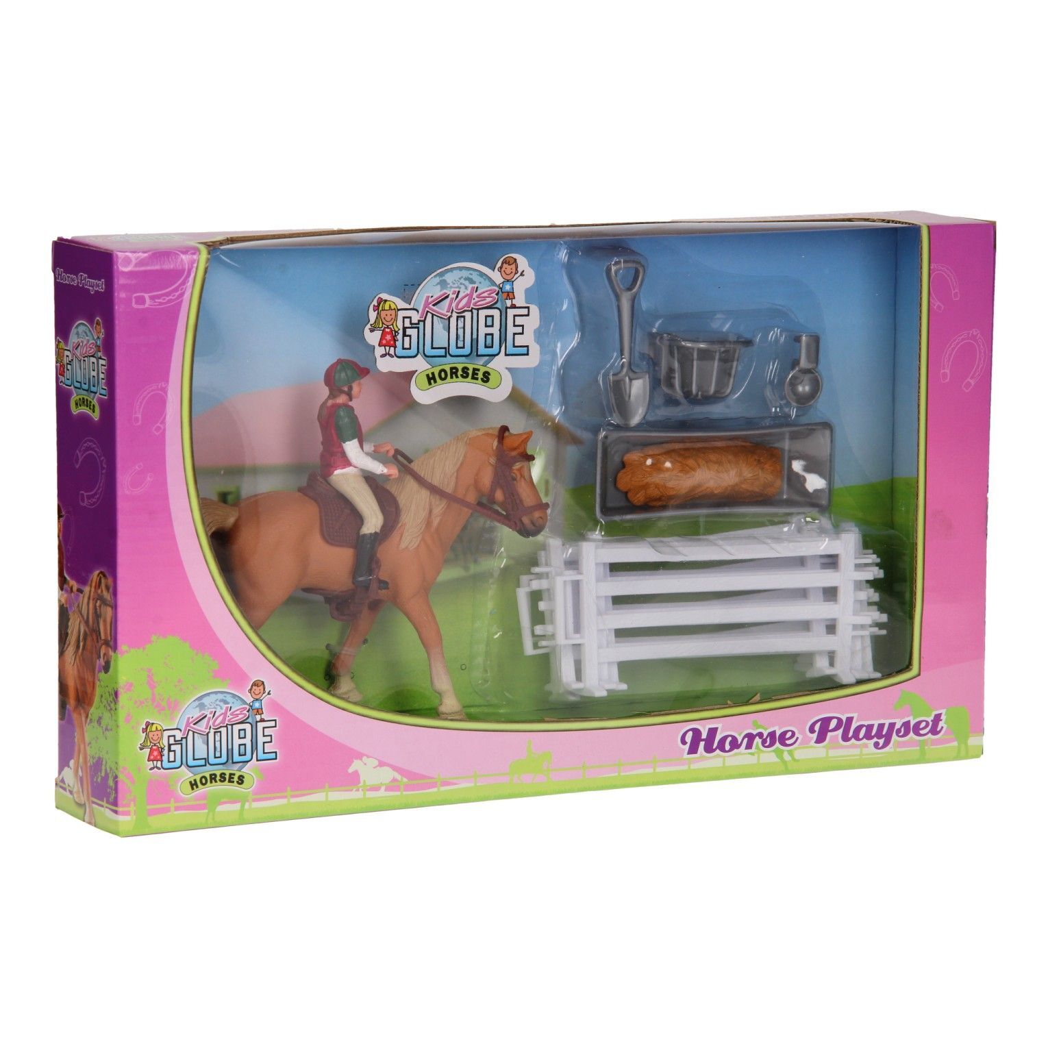 Horses Playset - Horse Rider & Accessories 17 items - Kids Globe V050073 NEW