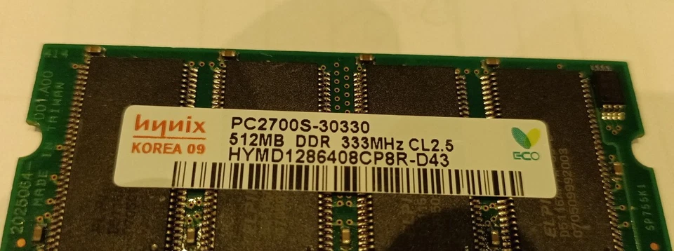 Hynix Pc2700s-30330 512MB DDR 333Mhz CL2.5 HYMD1286408CP8R-D43 - Immagine 2 di 3
