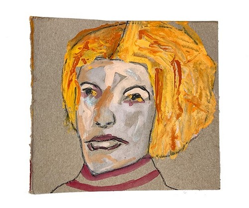 Original Outsider Art Primitive Woman Portrait PainPting Expressive Playful Art - Picture 1 of 13