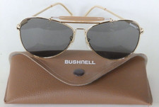 Vintage Bushnell Shooting Aviator Gold Sunglasses Dark Gray Lenses Original Case
