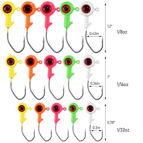 30/50Pack Crappie Jigs Heads with 3D Eyes, Crappie Lures Hook 1/8oz 20