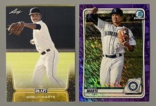 2- 2020 Noelvi Marte: Bowman Chrome Purple Shimmer Refractor, Leaf Draft Gold