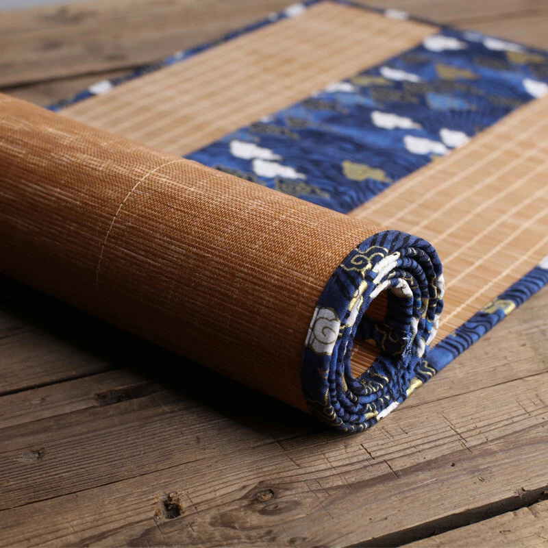 Japanese Table Runner Bamboo Weave Table Cloth Tea Mat Non-Slip Home Decor - Image 4 of 4