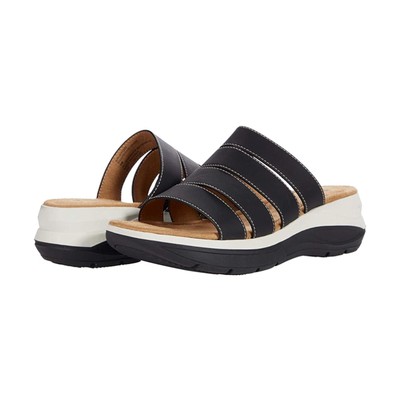 White Mountain Footbeds Women Wedge Slide Sandals Fascinate Size US 6 Brown