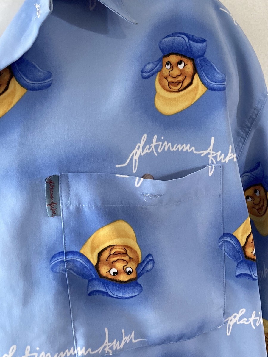 Vtg Platinum Fubu 90's Y2K Fat Albert Button Up Shirt XXL Blue